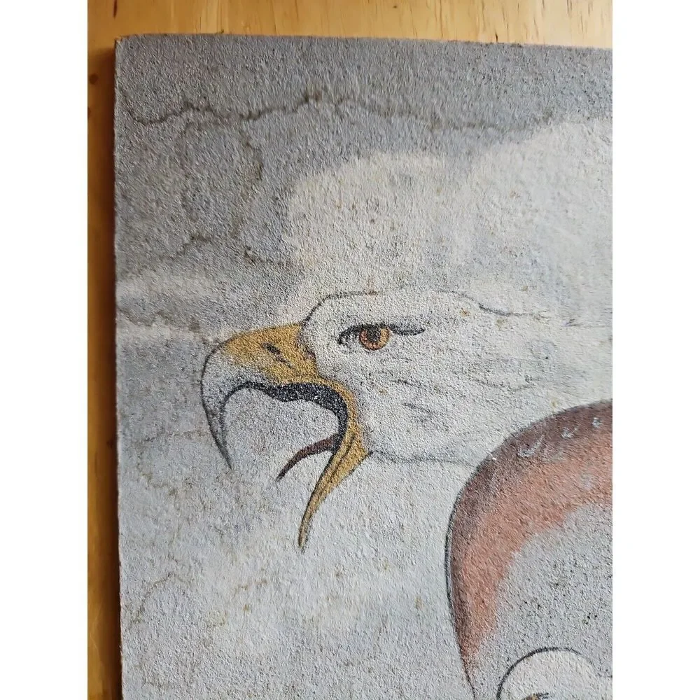 Native American Sand Painting EAGLE‎ DANCER Signed B. John OUTSIDER ART 14X11 - Picture 4 of 11